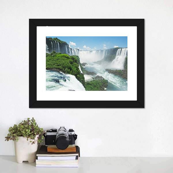 Famous Iguazu Waterfall Canvas Wall Art-1 Piece-Framed Print-20" x 16"-Tiaracle