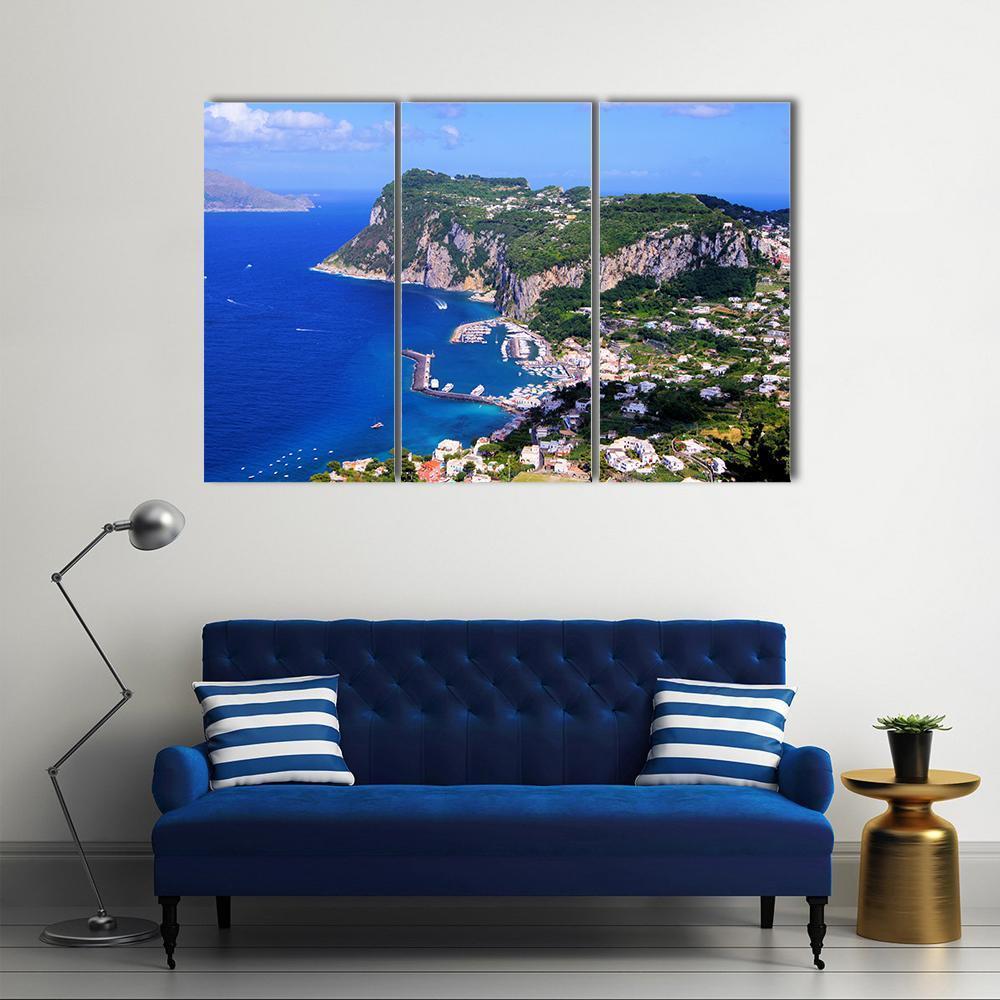 Famous Island Of Capri Canvas Wall Art-3 Horizontal-Gallery Wrap-37" x 24"-Tiaracle