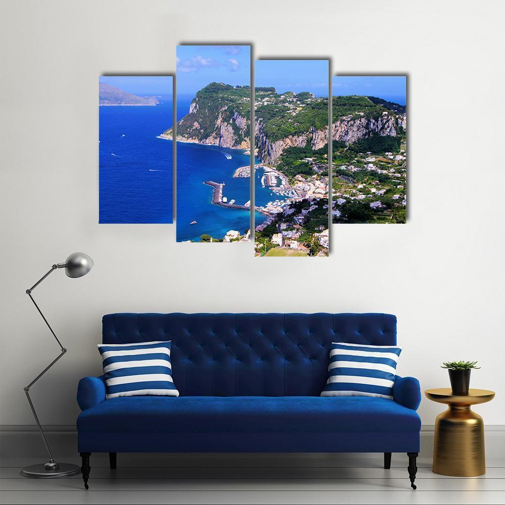 Famous Island Of Capri Canvas Wall Art-4 Pop-Gallery Wrap-50" x 32"-Tiaracle