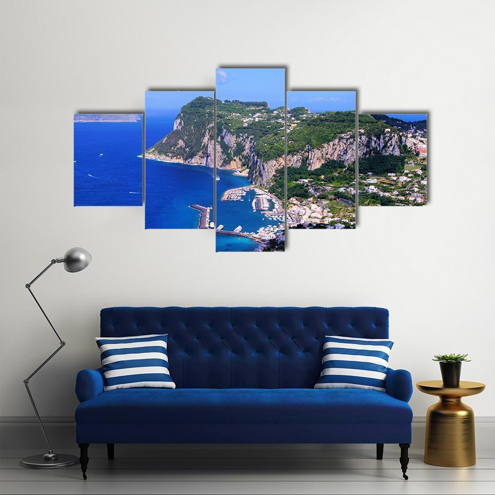 Famous Island Of Capri Canvas Wall Art-5 Star-Gallery Wrap-62" x 32"-Tiaracle