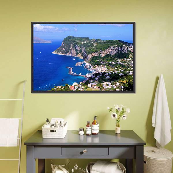 Famous Island Of Capri Canvas Wall Art-1 Piece-Floating Frame-24" x 16"-Tiaracle