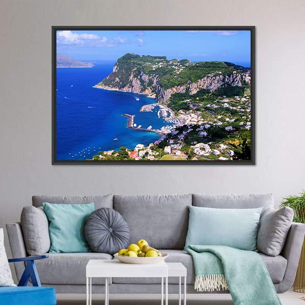 Famous Island Of Capri Canvas Wall Art-3 Horizontal-Gallery Wrap-25" x 16"-Tiaracle