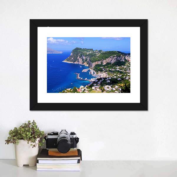 Famous Island Of Capri Canvas Wall Art-1 Piece-Framed Print-20" x 16"-Tiaracle