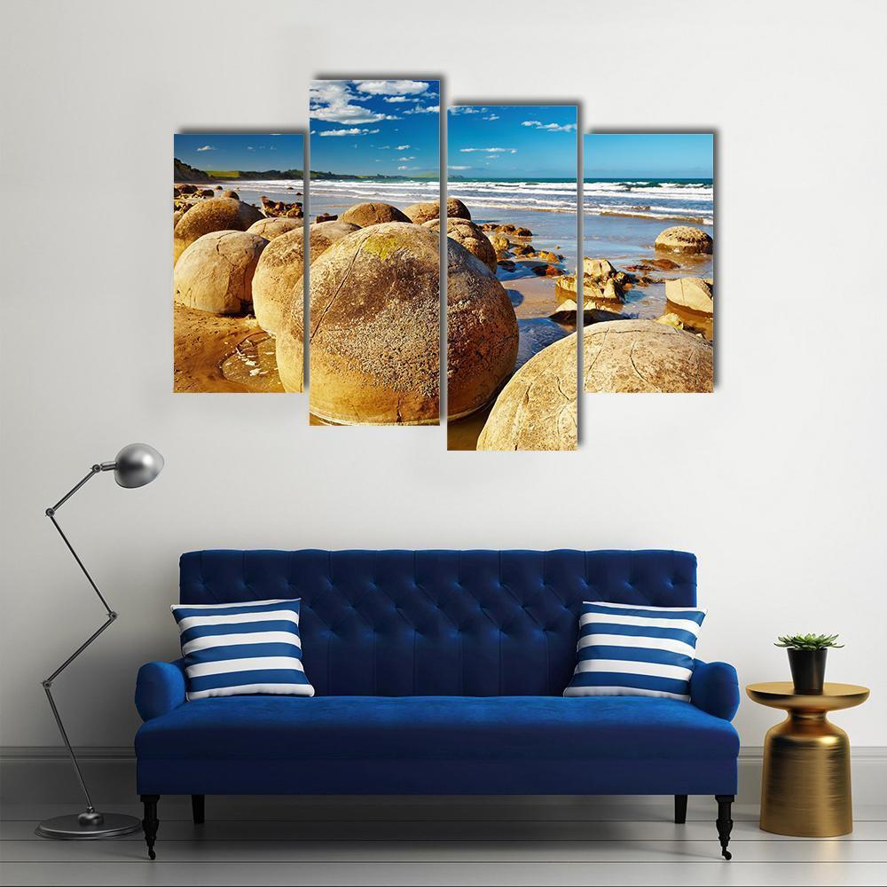 Famous Moeraki Boulders Canvas Wall Art-4 Pop-Gallery Wrap-50" x 32"-Tiaracle