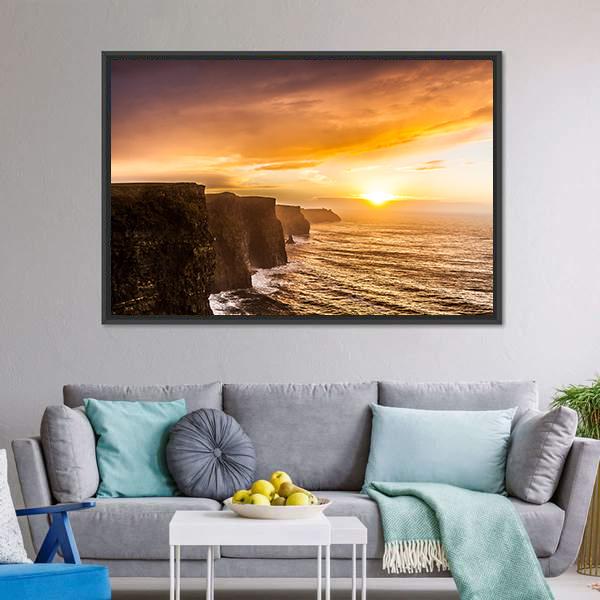 Famous Moher Cliffs Canvas Wall Art-5 Horizontal-Gallery Wrap-22" x 12"-Tiaracle
