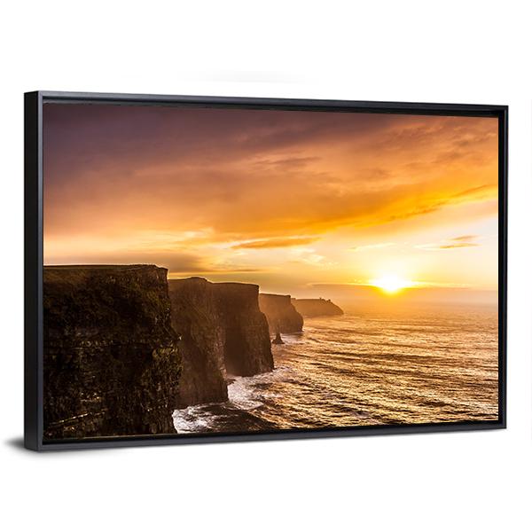 Famous Moher Cliffs Canvas Wall Art-5 Horizontal-Gallery Wrap-22" x 12"-Tiaracle