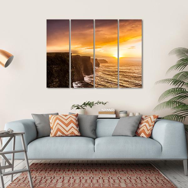 Famous Moher Cliffs Canvas Wall Art-4 Horizontal-Gallery Wrap-34" x 24"-Tiaracle