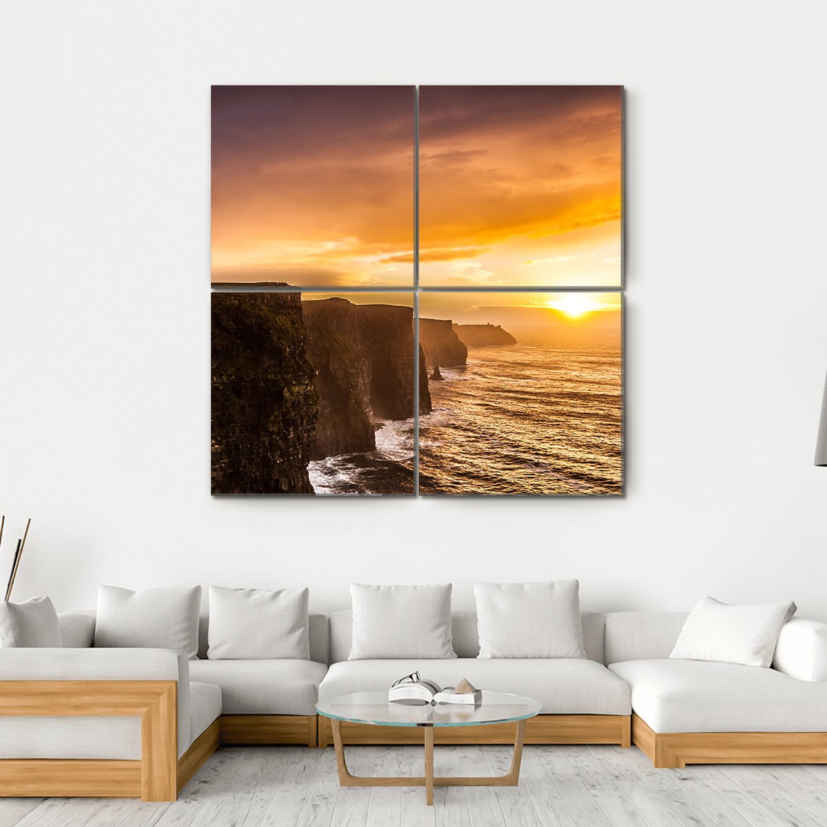 Famous Moher Cliffs Canvas Wall Art-4 Square-Gallery Wrap-17" x 17"-Tiaracle