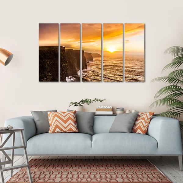 Famous Moher Cliffs Canvas Wall Art-5 Horizontal-Gallery Wrap-22" x 12"-Tiaracle