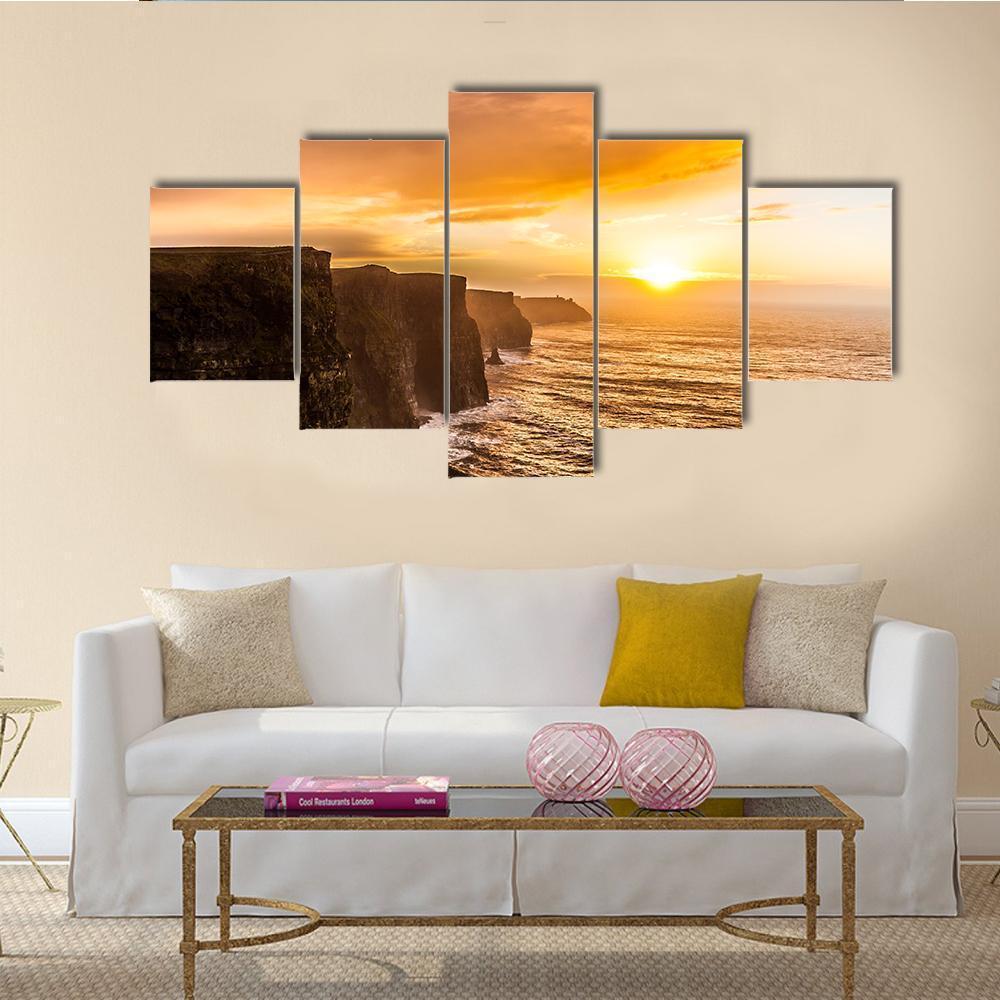 Famous Moher Cliffs Canvas Wall Art-5 Pop-Gallery Wrap-47" x 32"-Tiaracle