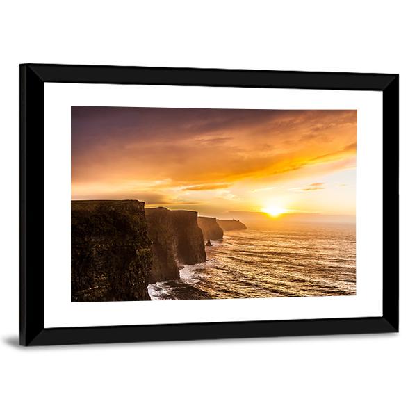 Famous Moher Cliffs Canvas Wall Art-3 Horizontal-Gallery Wrap-25" x 16"-Tiaracle