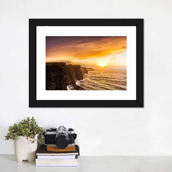 Famous Moher Cliffs Canvas Wall Art-3 Horizontal-Gallery Wrap-25" x 16"-Tiaracle