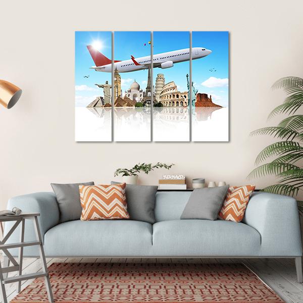 Famous Monuments Of The World Canvas Wall Art-4 Horizontal-Gallery Wrap-34" x 24"-Tiaracle