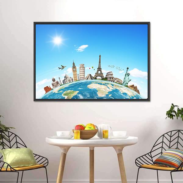 Famous Monuments Of The World Canvas Wall Art-5 Horizontal-Gallery Wrap-22" x 12"-Tiaracle