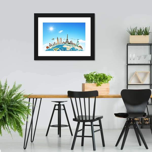 Famous Monuments Of The World Canvas Wall Art-5 Horizontal-Gallery Wrap-22" x 12"-Tiaracle