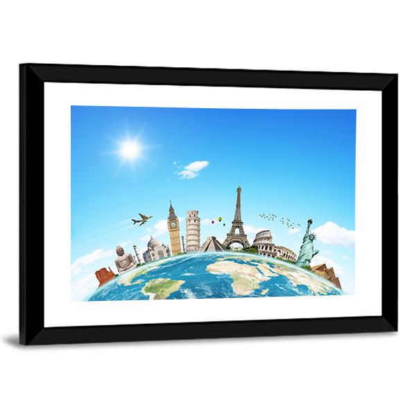 Famous Monuments Of The World Canvas Wall Art-3 Horizontal-Gallery Wrap-25" x 16"-Tiaracle