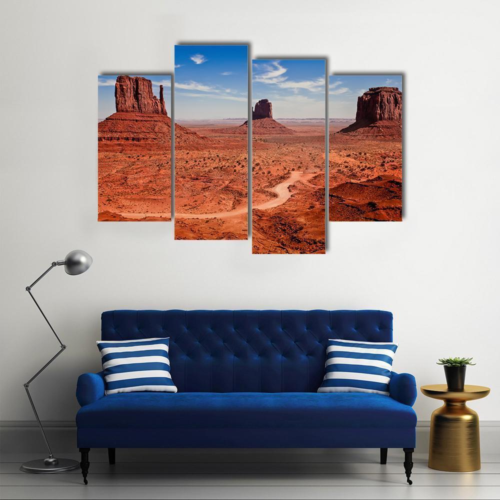 Famous Monuments Valley Canvas Wall Art-4 Pop-Gallery Wrap-50" x 32"-Tiaracle