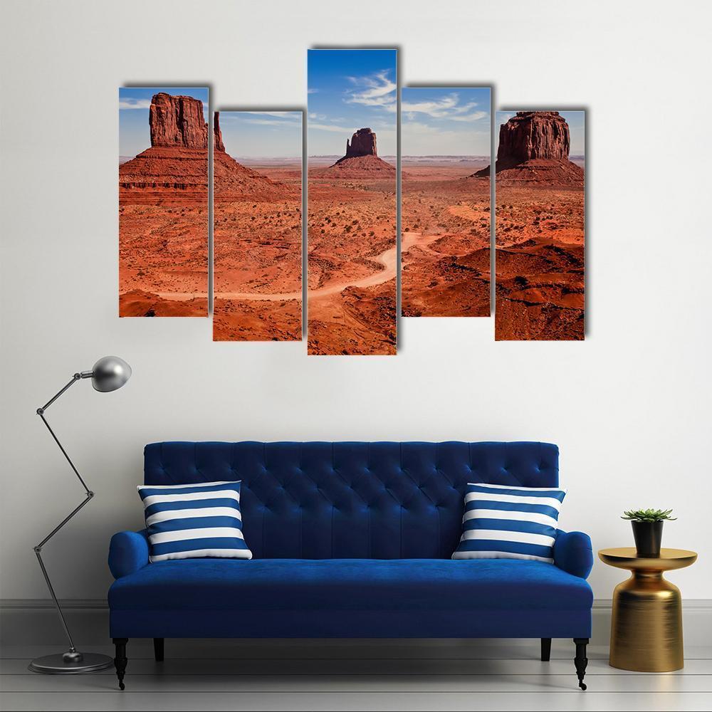 Famous Monuments Valley Canvas Wall Art-5 Pop-Gallery Wrap-47" x 32"-Tiaracle
