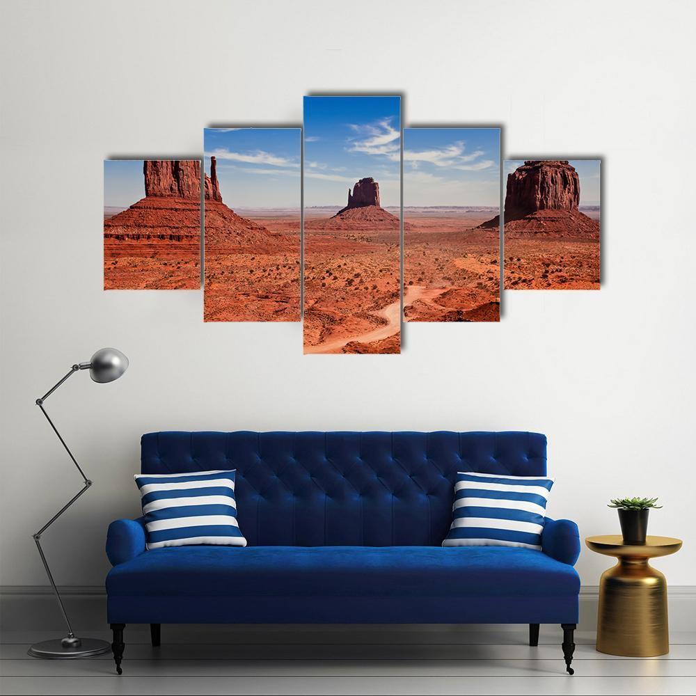 Famous Monuments Valley Canvas Wall Art-4 Pop-Gallery Wrap-50" x 32"-Tiaracle