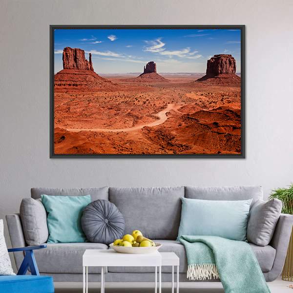 Famous Monuments Valley Canvas Wall Art-3 Horizontal-Gallery Wrap-25" x 16"-Tiaracle