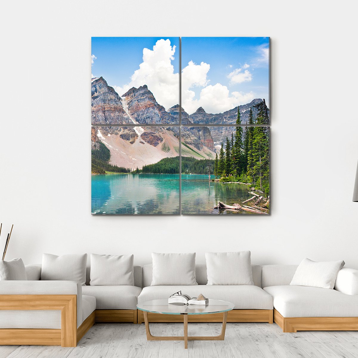 Famous Moraine Lake Canvas Wall Art-4 Square-Gallery Wrap-17" x 17"-Tiaracle