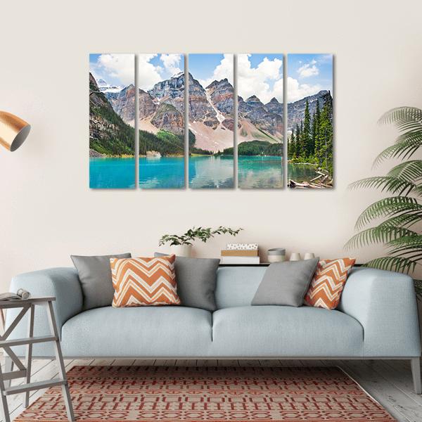 Famous Moraine Lake Canvas Wall Art-5 Horizontal-Gallery Wrap-22" x 12"-Tiaracle