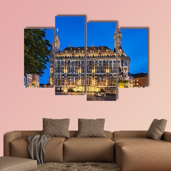 Town Hall Of Aachen Canvas Wall Art-4 Pop-Gallery Wrap-50" x 32"-Tiaracle