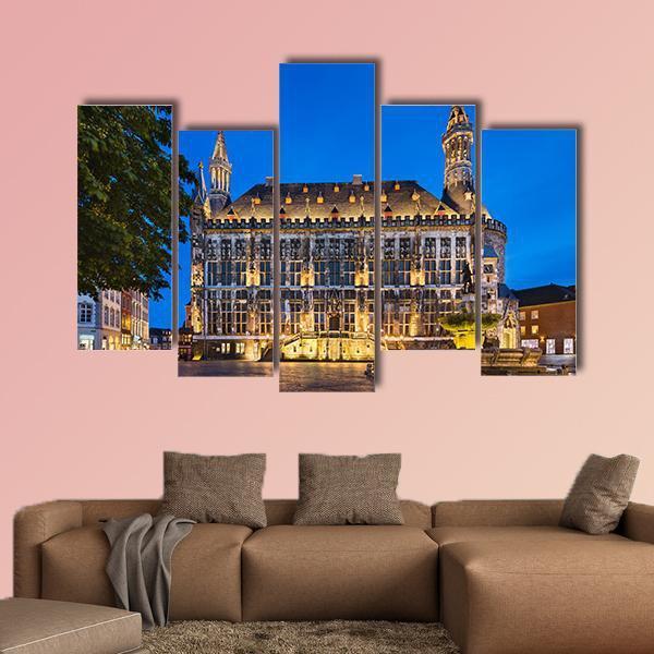 Town Hall Of Aachen Canvas Wall Art-5 Pop-Gallery Wrap-47" x 32"-Tiaracle