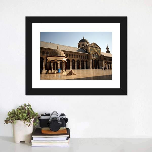 Famous Omayyad Mosque Canvas Wall Art-1 Piece-Framed Print-20" x 16"-Tiaracle