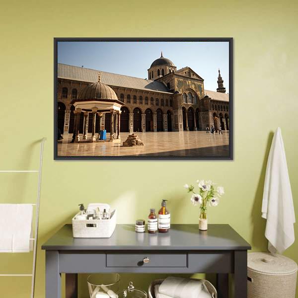 Famous Omayyad Mosque Canvas Wall Art-1 Piece-Floating Frame-24" x 16"-Tiaracle