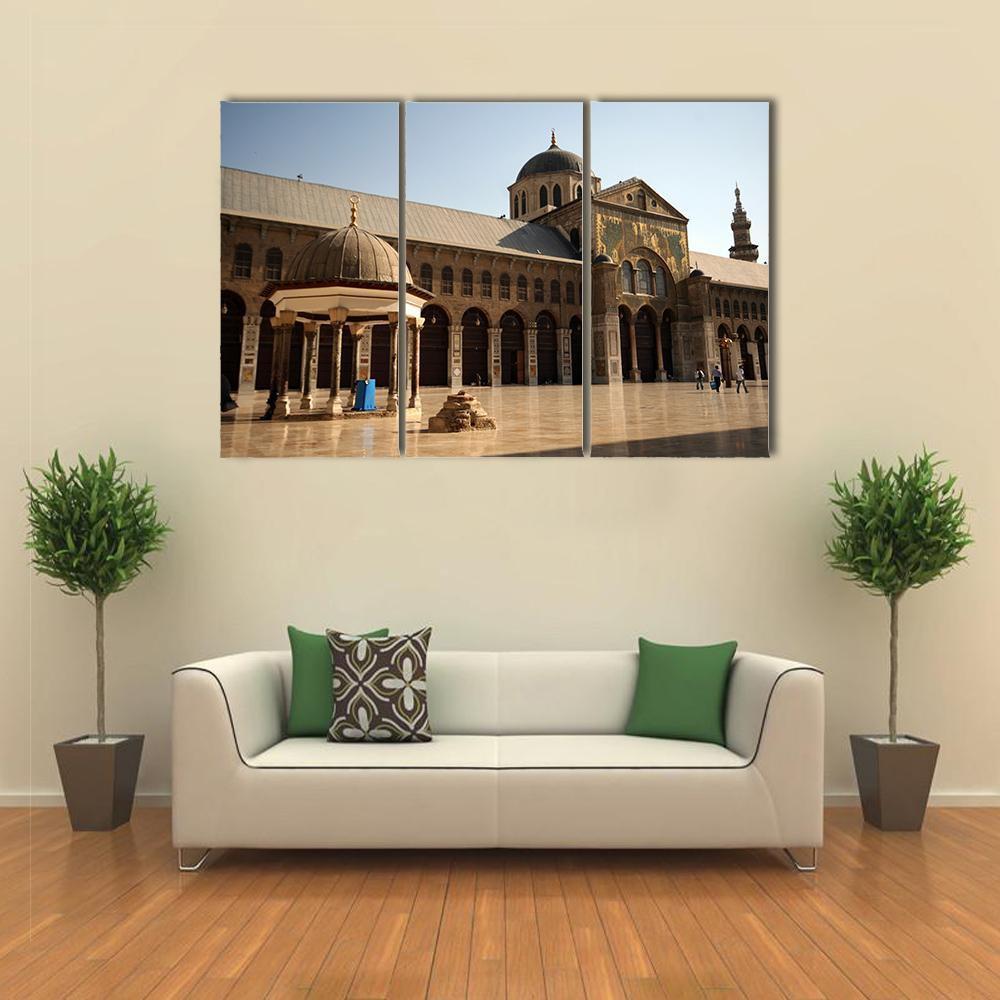 Famous Omayyad Mosque Canvas Wall Art-3 Horizontal-Gallery Wrap-37" x 24"-Tiaracle