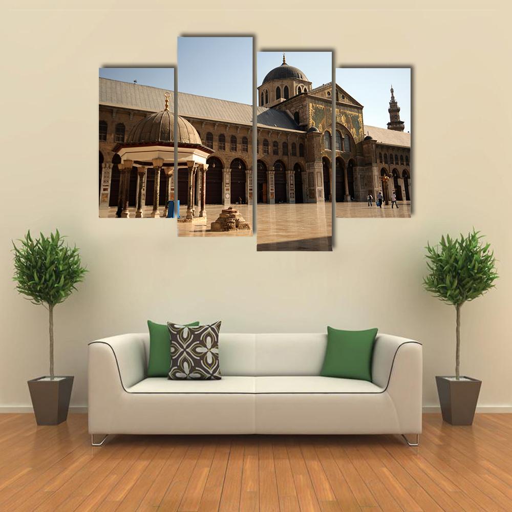 Famous Omayyad Mosque Canvas Wall Art-4 Pop-Gallery Wrap-50" x 32"-Tiaracle