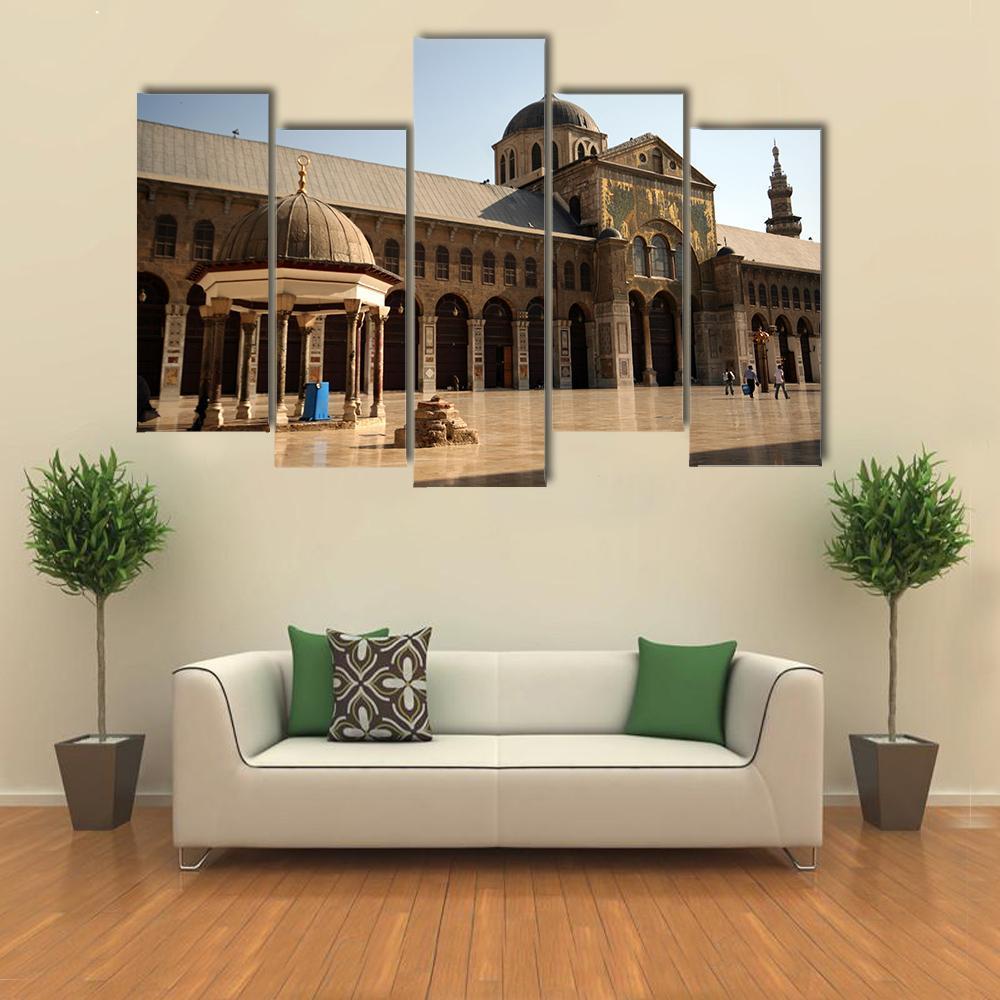 Famous Omayyad Mosque Canvas Wall Art-5 Pop-Gallery Wrap-47" x 32"-Tiaracle