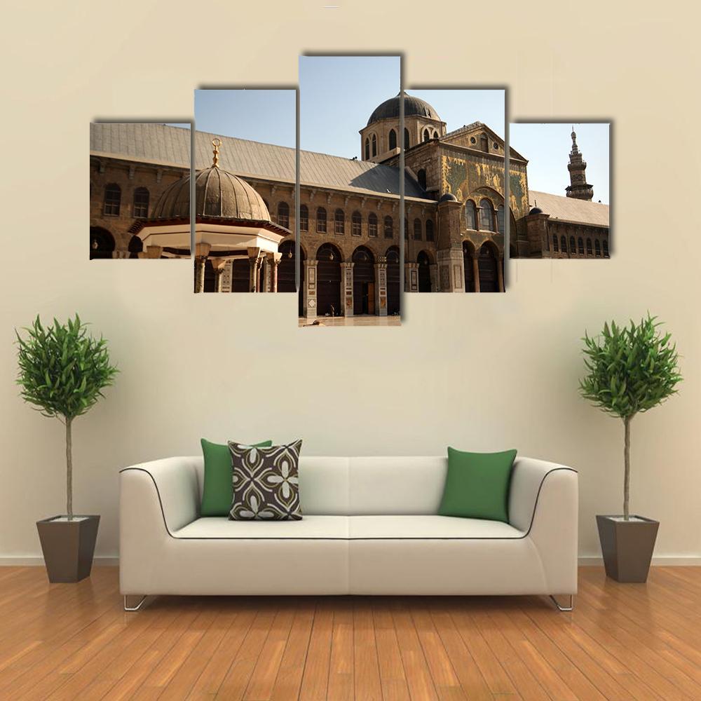 Famous Omayyad Mosque Canvas Wall Art-5 Star-Gallery Wrap-62" x 32"-Tiaracle