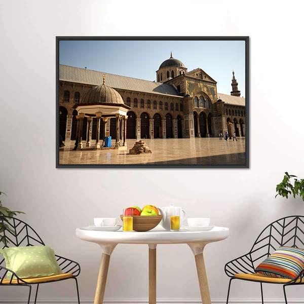 Famous Omayyad Mosque Canvas Wall Art-3 Horizontal-Gallery Wrap-25" x 16"-Tiaracle