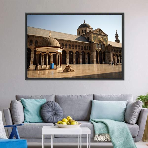 Famous Omayyad Mosque Canvas Wall Art-3 Horizontal-Gallery Wrap-25" x 16"-Tiaracle