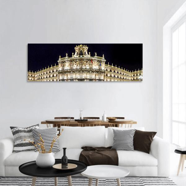 Plaza Mayor At Night Panoramic Canvas Wall Art-1 Piece-36" x 12"-Tiaracle