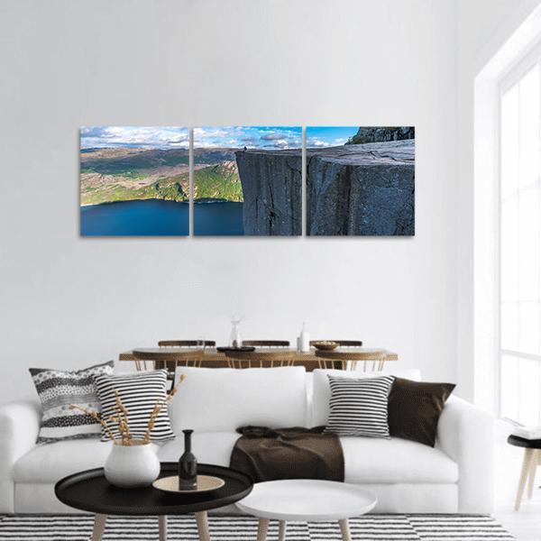 Pulpit Rock Norway Panoramic Canvas Wall Art-3 Piece-25" x 08"-Tiaracle