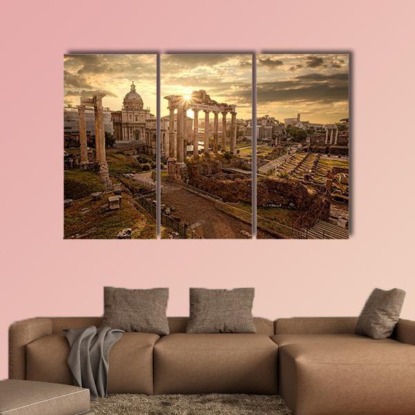 Roman Ruins In Rome Canvas Wall Art-3 Horizontal-Gallery Wrap-25" x 16"-Tiaracle