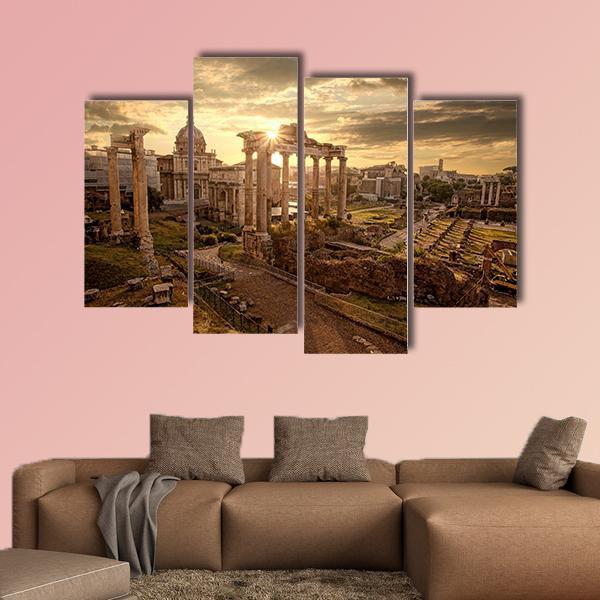 Roman Ruins In Rome Canvas Wall Art-4 Pop-Gallery Wrap-50" x 32"-Tiaracle