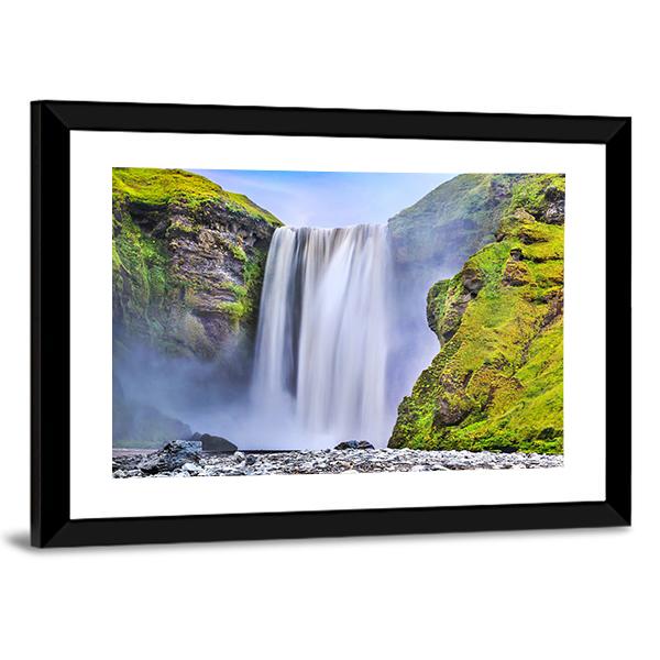 Famous Skogafoss Waterfall Canvas Wall Art-5 Horizontal-Gallery Wrap-22" x 12"-Tiaracle