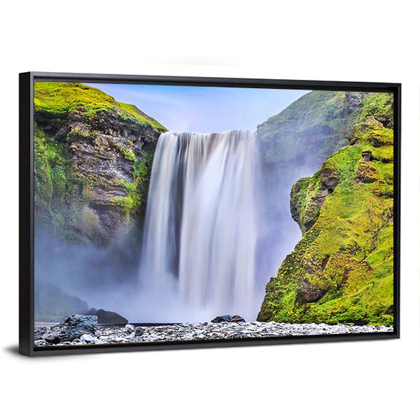Famous Skogafoss Waterfall Canvas Wall Art-5 Horizontal-Gallery Wrap-22" x 12"-Tiaracle