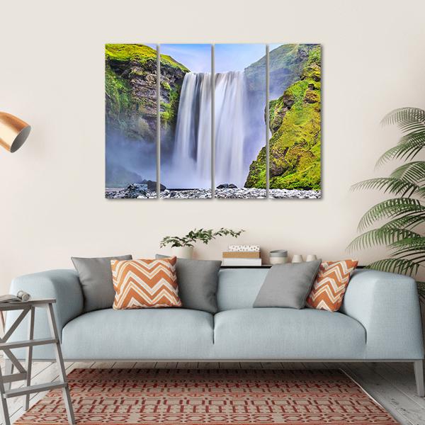 Famous Skogafoss Waterfall Canvas Wall Art-4 Horizontal-Gallery Wrap-34" x 24"-Tiaracle