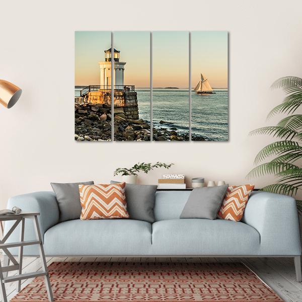 South Portland Bug Light Canvas Wall Art-4 Horizontal-Gallery Wrap-34" x 24"-Tiaracle