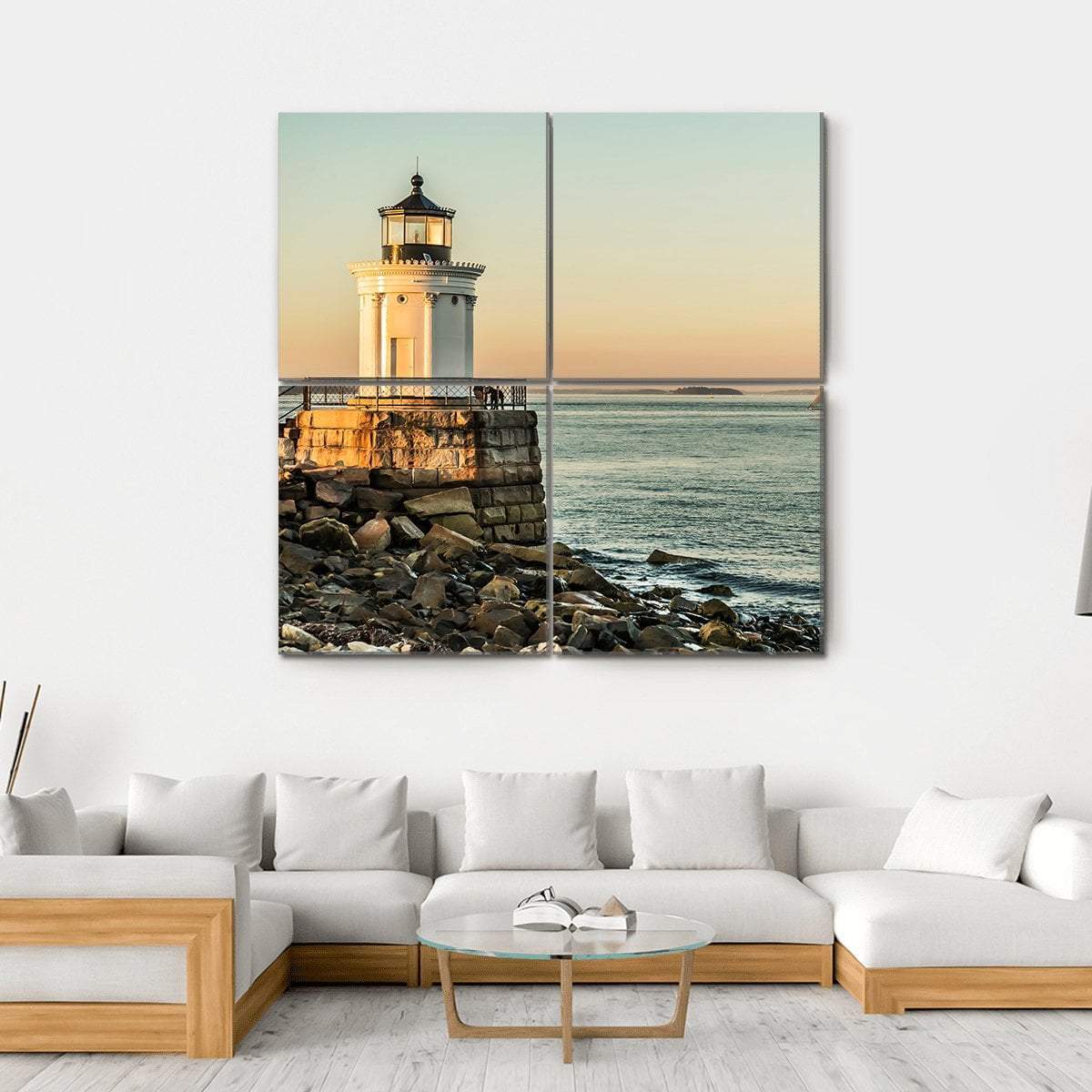 South Portland Bug Light Canvas Wall Art-4 Square-Gallery Wrap-17" x 17"-Tiaracle