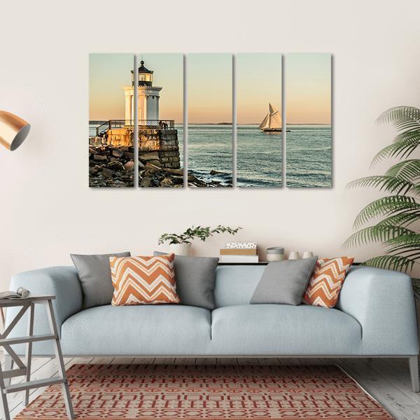 South Portland Bug Light Canvas Wall Art-5 Horizontal-Gallery Wrap-22" x 12"-Tiaracle