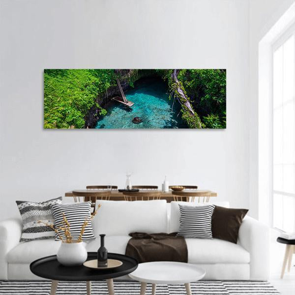 Swimming Hole Samoa Panoramic Canvas Wall Art-1 Piece-36" x 12"-Tiaracle