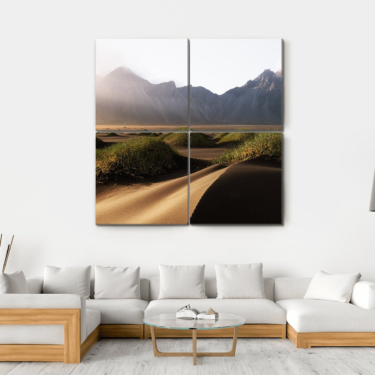 Famous Vestrahorn Mountain Canvas Wall Art-4 Horizontal-Gallery Wrap-34" x 24"-Tiaracle