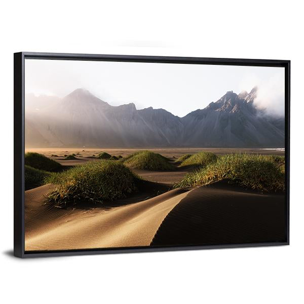 Famous Vestrahorn Mountain Canvas Wall Art-3 Horizontal-Gallery Wrap-25" x 16"-Tiaracle