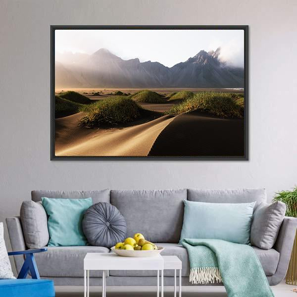 Famous Vestrahorn Mountain Canvas Wall Art-3 Horizontal-Gallery Wrap-25" x 16"-Tiaracle